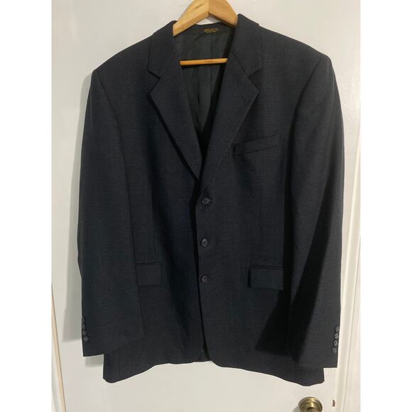 Gianfranco Ruffini blazer sport coat men 44L navy herringbone 100% wool Italy - Picture 1 of 6